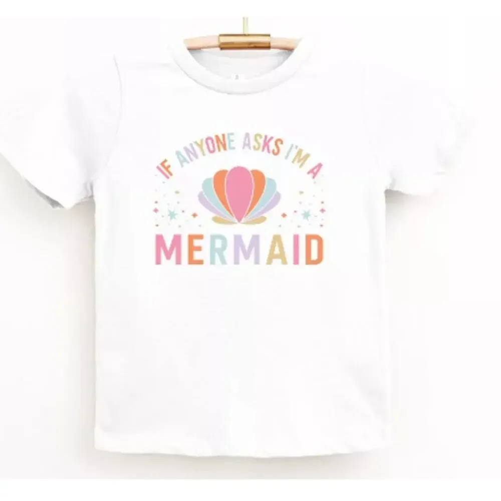 BELLA+CANVAS Kids White I'm A Mermaid Short Sleeve Top Size 2T
